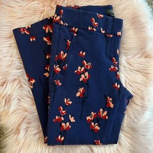 Loft Navy Blue Pants with Flowers Size 0P